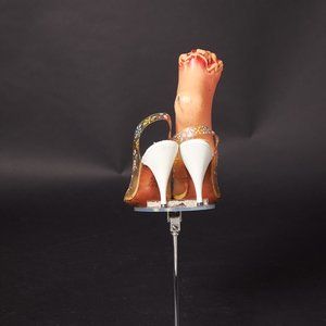 1950s Clear Painted Flowers Slingback Heels Shoes